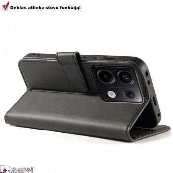 Dirbtinės odos atverčiamas dėklas su skyreliais - juodas (Xiaomi Redmi Note 13 Pro 5G/Poco X6 5G)